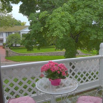 looking out on balcony of Blue room